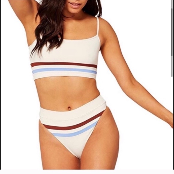L Space REN striped bikini top